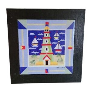 j. brinley collection ceramic tile trivet wall decor lighthouse + sailboats